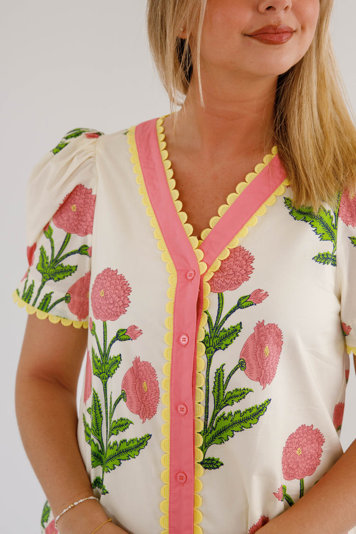 Women's Floral Print Shift Dress- Women's Scallop Trim Dress- Jodifl Dresses