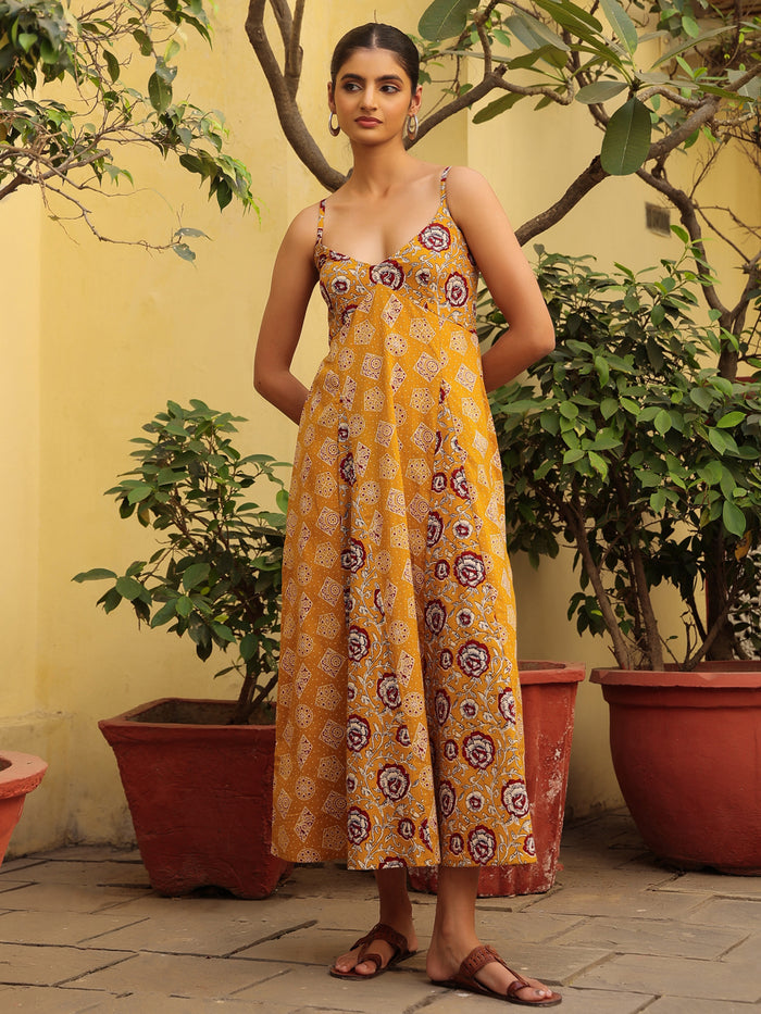 Women's Cotton A Line Midi Dress