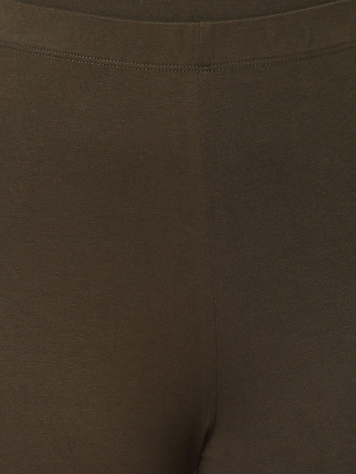 Women's Cotton Elastane Slim Fit Knit Tights Olive