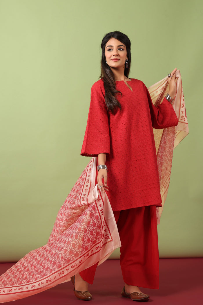 Women’s Cotton Kurta and Farshi Salwar with Dupatta