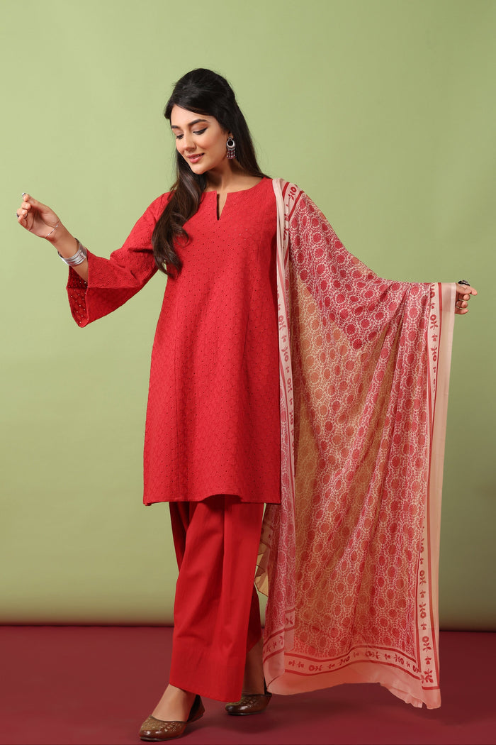Women’s Cotton Kurta and Farshi Salwar with Dupatta