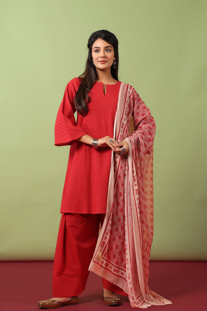 Women’s Cotton Kurta and Farshi Salwar with Dupatta
