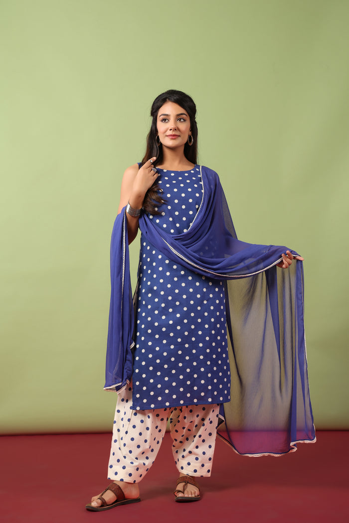 Women’s Cotton Kurta and Farshi Salwar with Dupatta