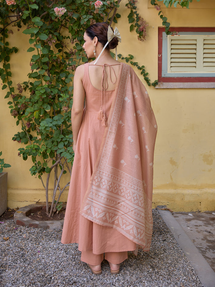 Women's Embroidered Sleeveless Anarkali Set with Dupatta