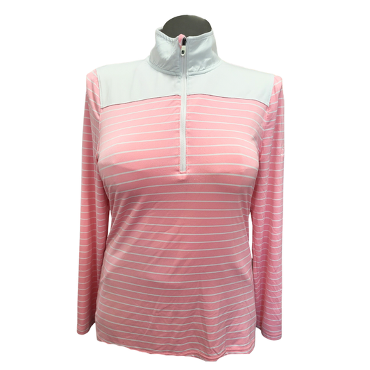 Women's Footjoy Pink & White Striped Golf Pullover Size L MSP$95