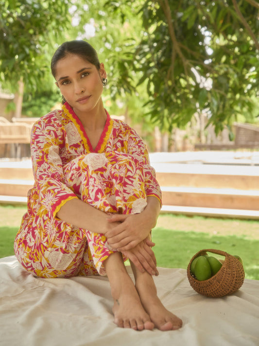 Women's Printed Cotton Kurta Set