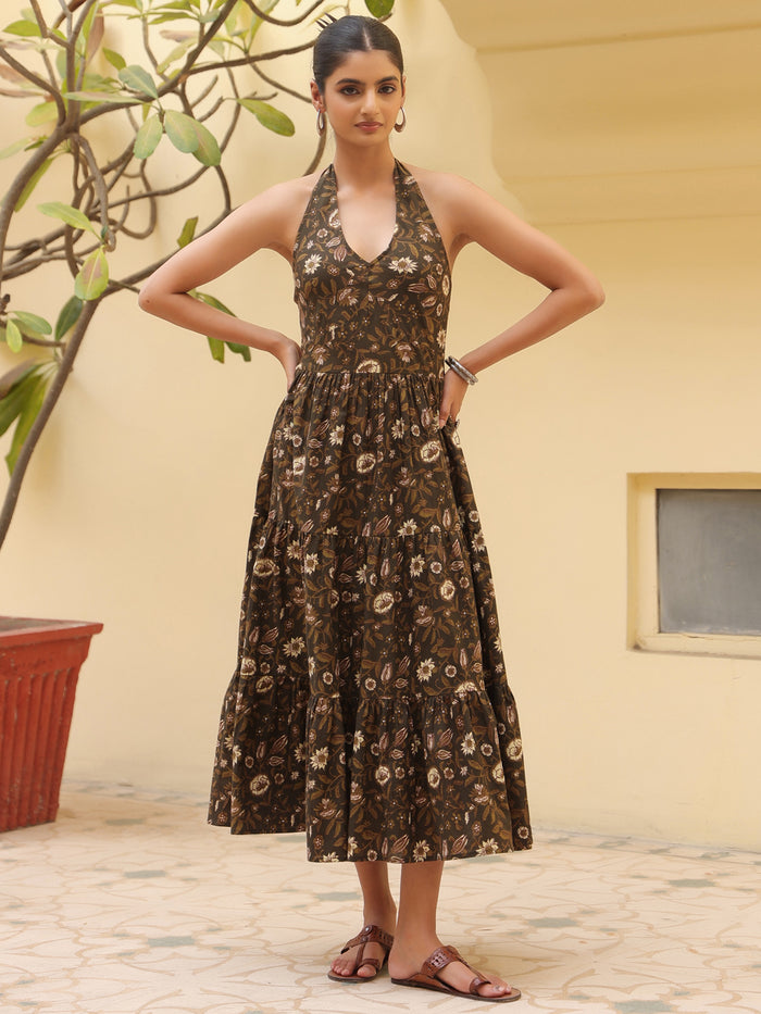 Women's Printed Halter Neck Dress