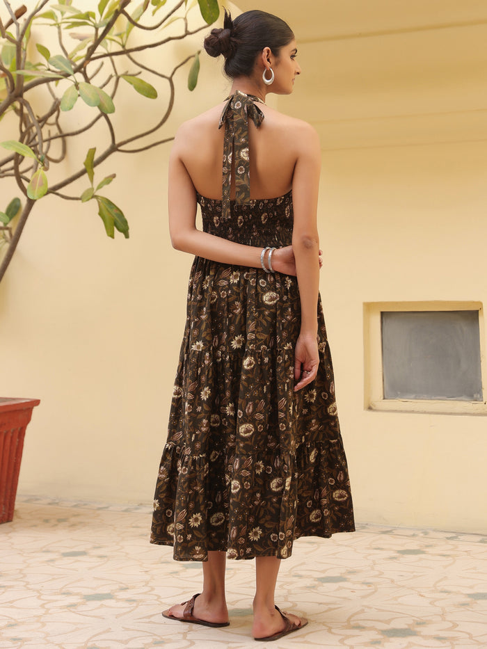 Women's Printed Halter Neck Dress