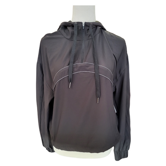 Women's Tasc Black 1/4Zip Hooded Long Sleeve Cropped Pullover Size M MSP$68