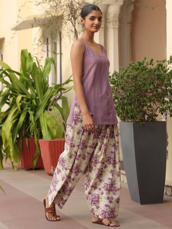 Women's Woven Kurta with Farshi Salwar