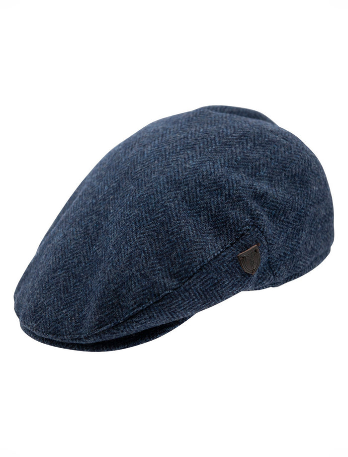 Wool Box Check Flat Cap #color_blue-herringbone