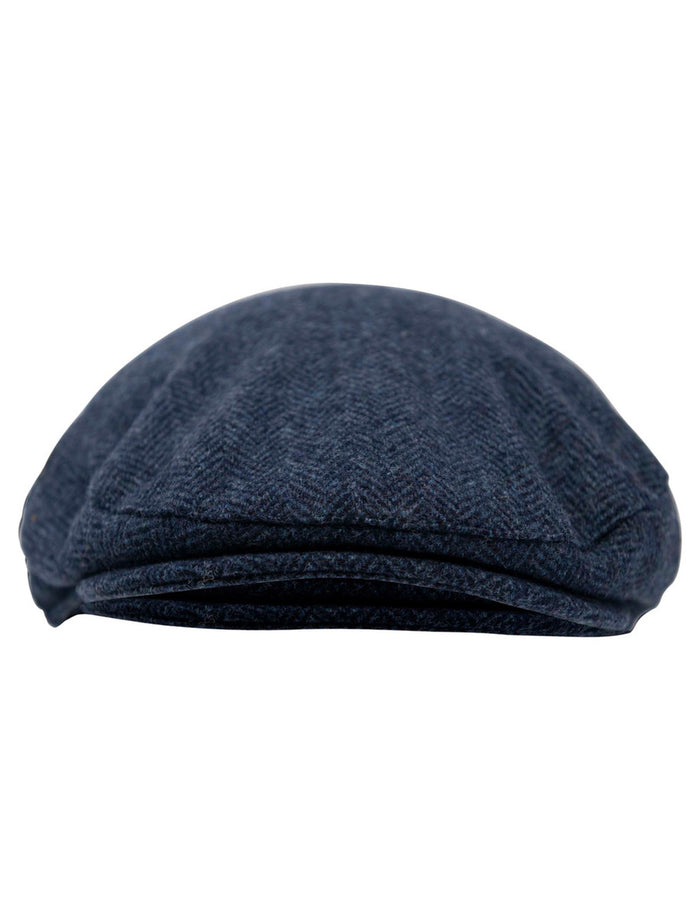 Wool Box Check Flat Cap #color_blue-herringbone
