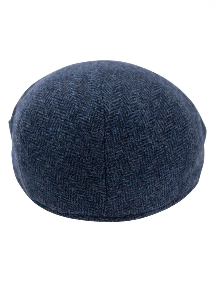 Wool Box Check Flat Cap #color_blue-herringbone