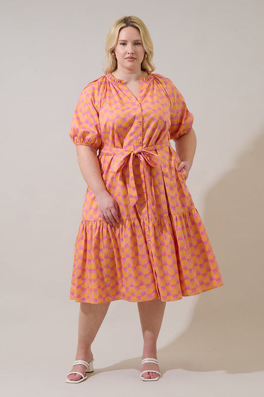 Wynette Tiered Midi Dress Drift Floral Curve